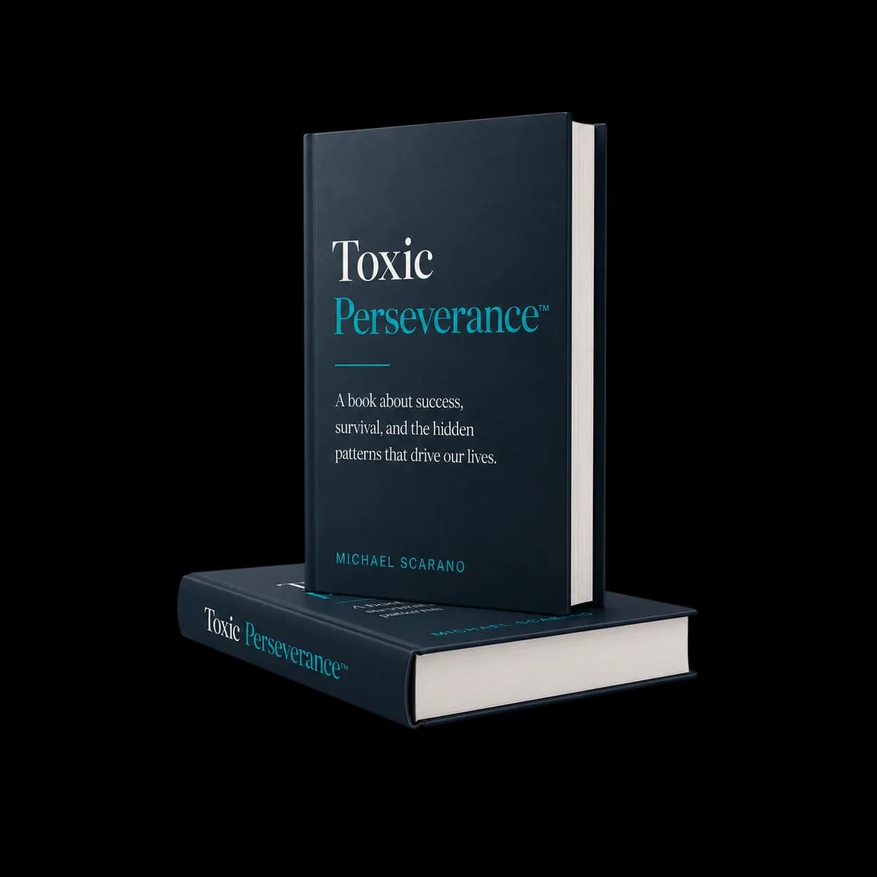 Two copies of the Toxic Perseverance™ hardcover, one standing on one lying flat